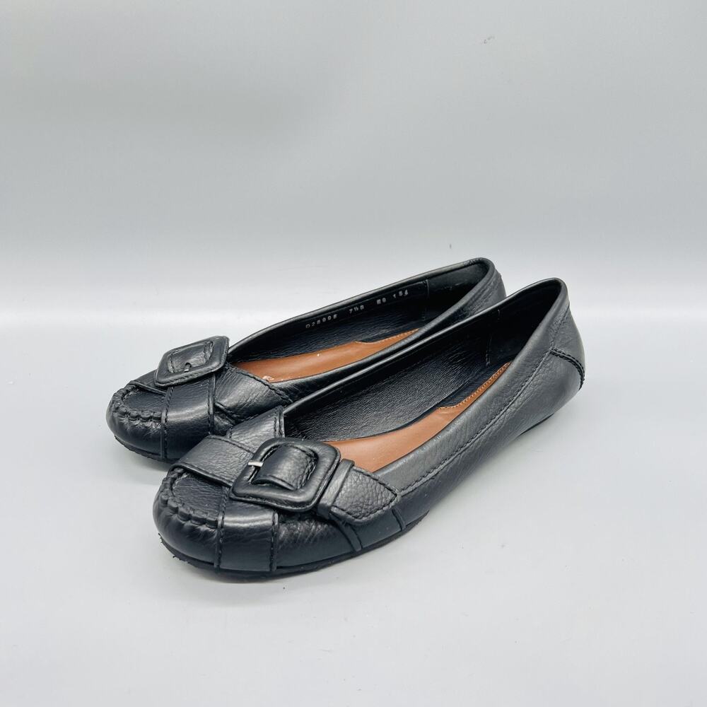 Cole Haan Shoes Womens 7.5 Black Leather Moccasin Flats Buckle Slip On Comfort - Picture 3 of 11